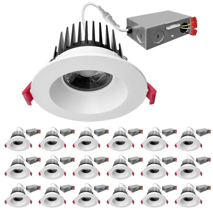 4 Inch Anti-Glare Commercial Recessed Lighting Canless LED Downlights 120-277V - 15W - COB LED Chip - Wet Rated - 5CCT 2700K-5000K - 1100LM