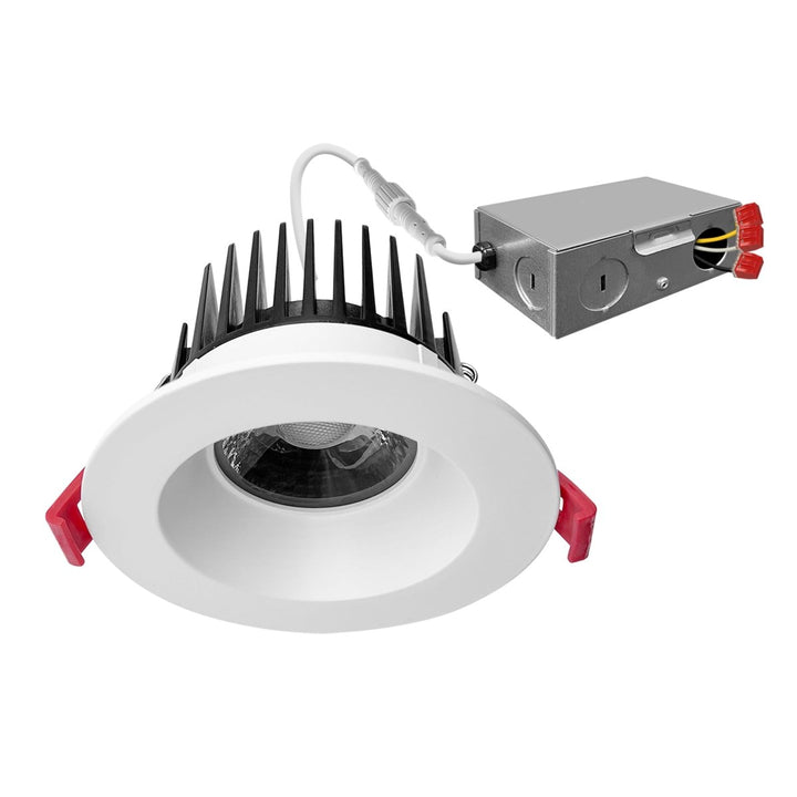 4 Inch Anti-Glare Commercial Recessed Lighting Canless LED Downlights 120-277V - 15W - COB LED Chip - Wet Rated - 5CCT 2700K-5000K - 1100LM