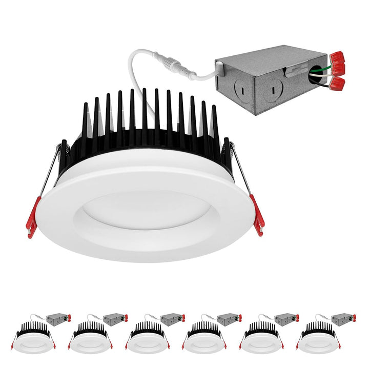 4 Inch Anti-Glare Recessed Lighting Canless LED Downlights 120V - 15W - Frosted Lens - Wet Rated - 5CCT 2700K-5000K - 1300LM