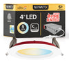 4" Inch Baffle Trim 2 Hour Fire Rated Recessed Light Slim Canless LED Wafer Lights - Wet Rated - 5CCT 2700K-5000K - 900LM