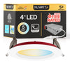 4" Inch Baffle Trim 2 Hour Fire Rated Recessed Light Slim Canless LED Wafer Lights - Wet Rated - 5CCT 2700K-5000K - 900LM