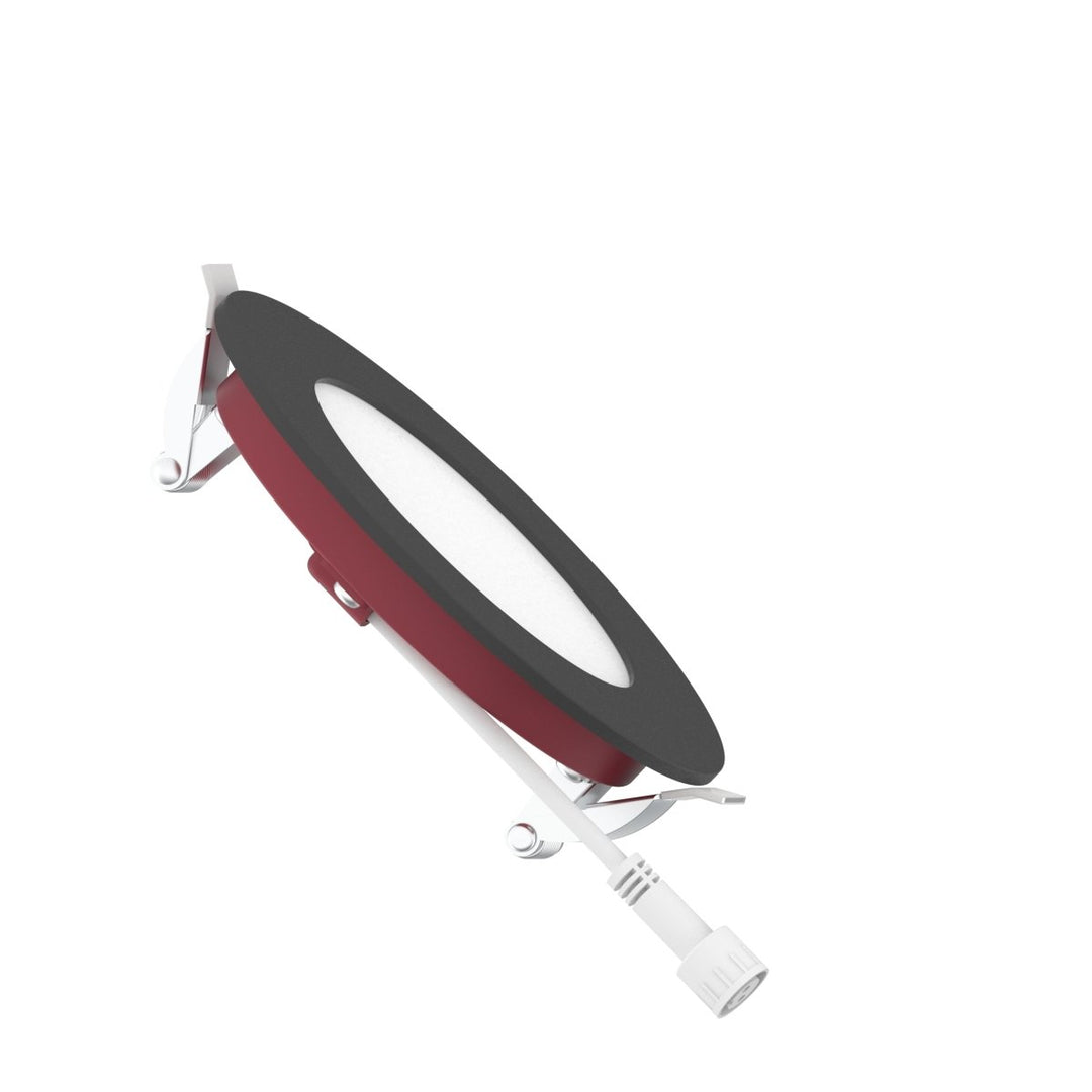 4" Inch Black 2 Hour Fire Rated Recessed Light Slim Canless LED Wafer Lights - Wet Rated - 5CCT 2700K-5000K - 900LM