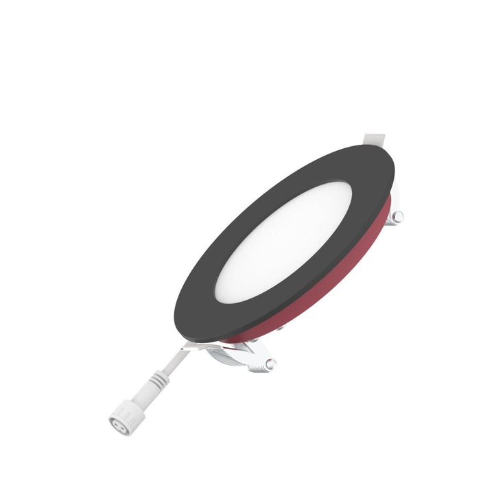 4" Inch Black 2 Hour Fire Rated Recessed Light Slim Canless LED Wafer Lights - Wet Rated - 5CCT 2700K-5000K - 900LM