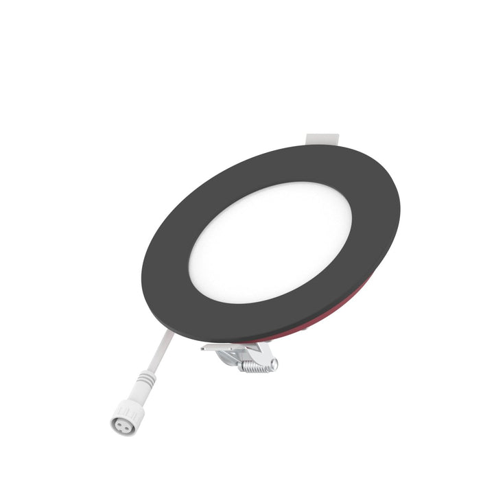 4" Inch Black 2 Hour Fire Rated Recessed Light Slim Canless LED Wafer Lights - Wet Rated - 5CCT 2700K-5000K - 900LM