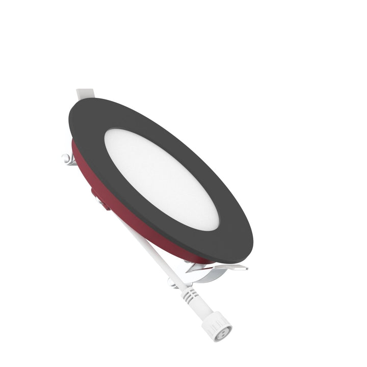 4" Inch Black 2 Hour Fire Rated Recessed Light Slim Canless LED Wafer Lights - Wet Rated - 5CCT 2700K-5000K - 900LM