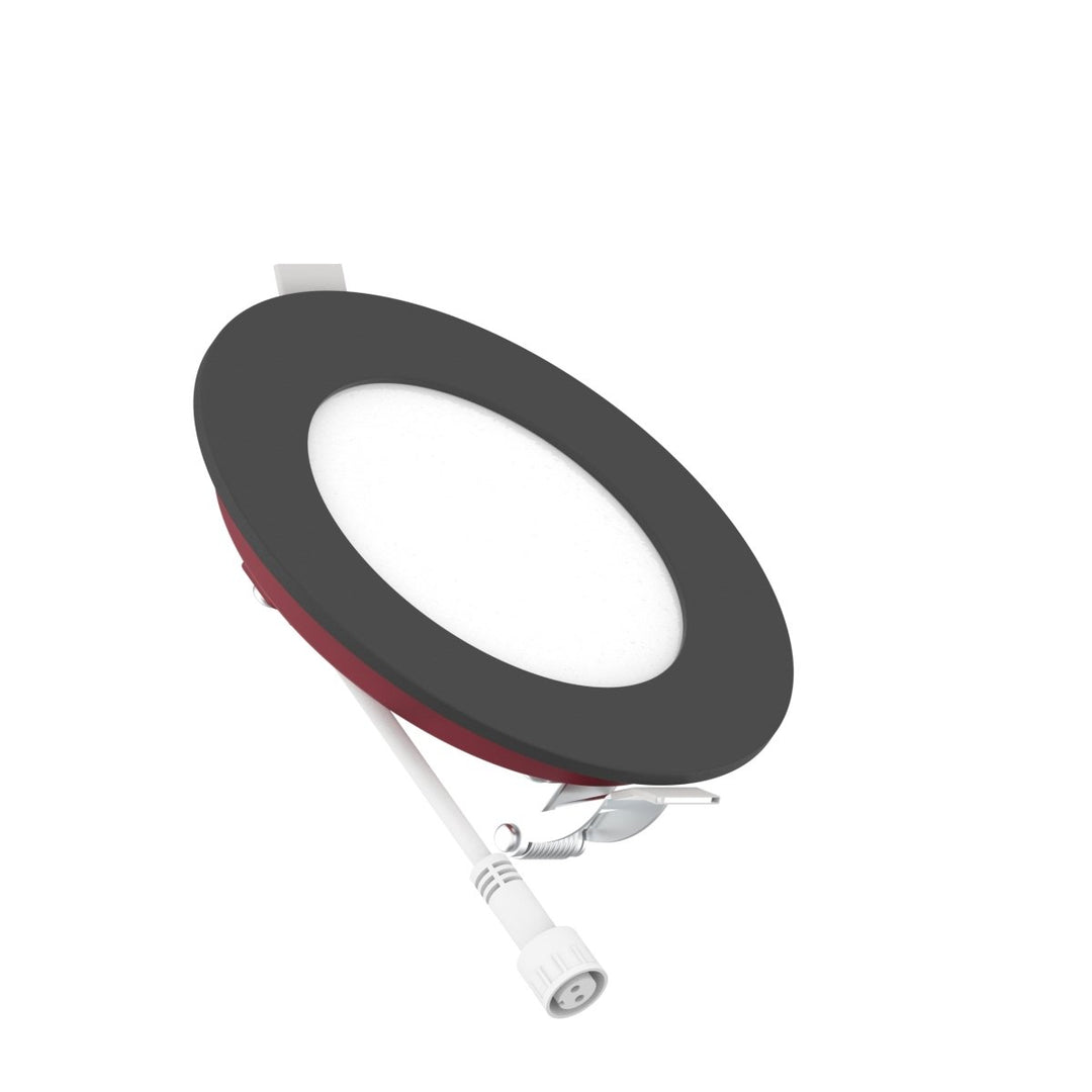4" Inch Black 2 Hour Fire Rated Recessed Light Slim Canless LED Wafer Lights - Wet Rated - 5CCT 2700K-5000K - 900LM