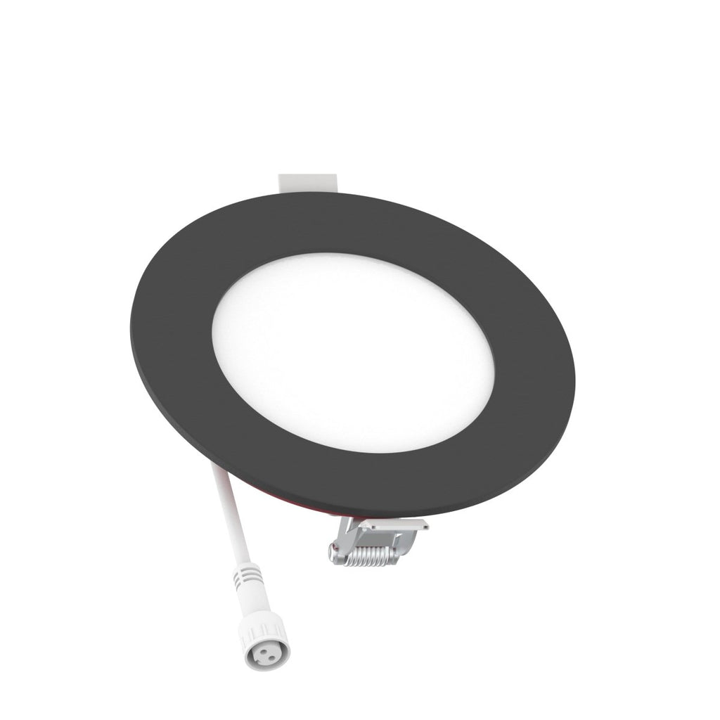 4" Inch Black 2 Hour Fire Rated Recessed Light Slim Canless LED Wafer Lights - Wet Rated - 5CCT 2700K-5000K - 900LM
