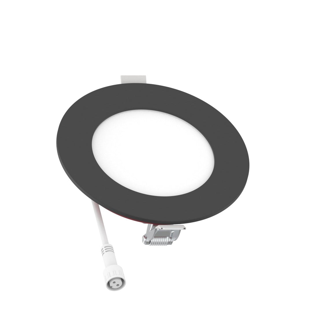 4" Inch Black 2 Hour Fire Rated Recessed Light Slim Canless LED Wafer Lights - Wet Rated - 5CCT 2700K-5000K - 900LM