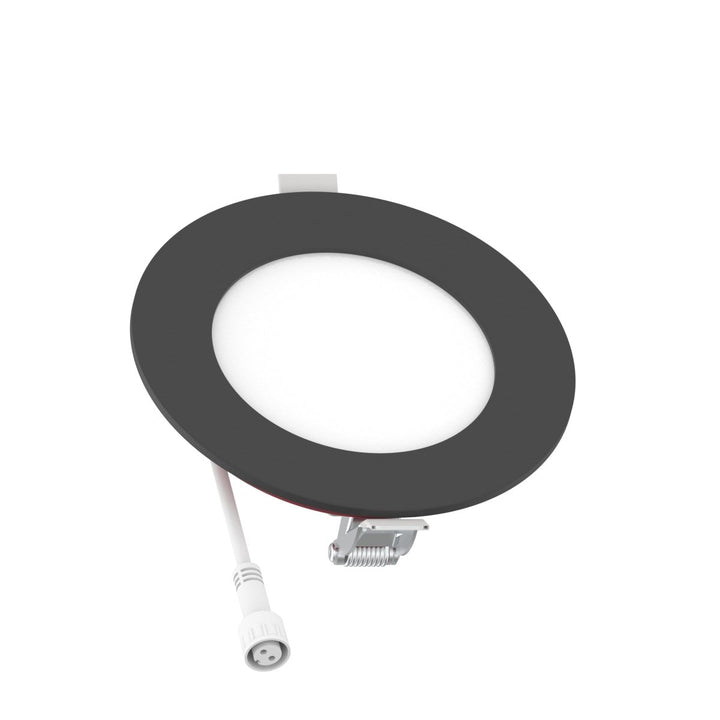 4" Inch Black 2 Hour Fire Rated Recessed Light Slim Canless LED Wafer Lights - Wet Rated - 5CCT 2700K-5000K - 900LM