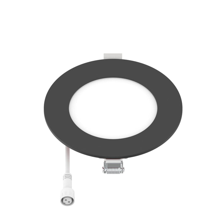 4" Inch Black 2 Hour Fire Rated Recessed Light Slim Canless LED Wafer Lights - Wet Rated - 5CCT 2700K-5000K - 900LM