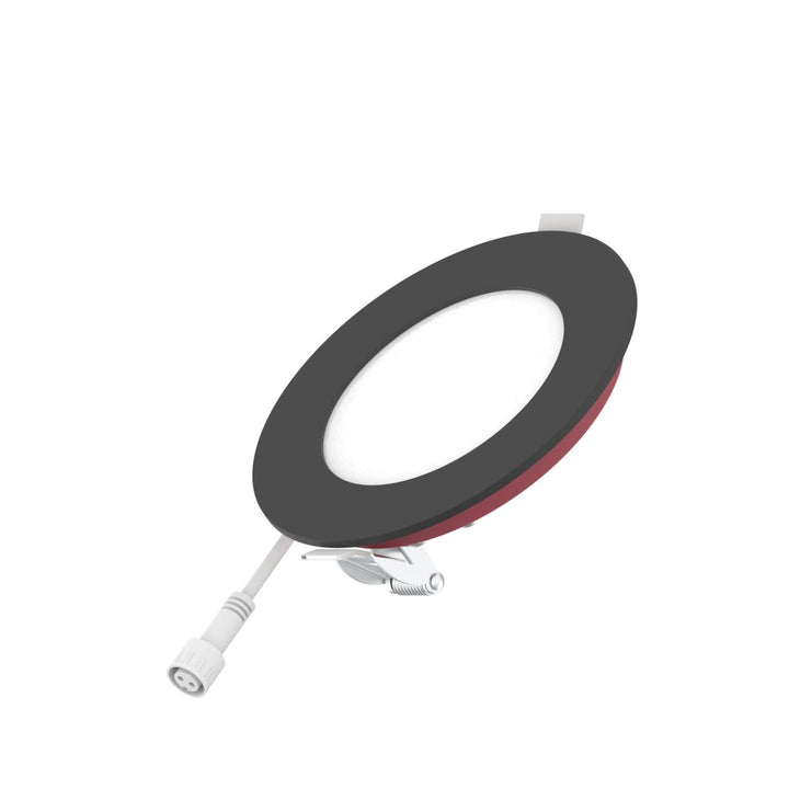 4" Inch Black 2 Hour Fire Rated Recessed Light Slim Canless LED Wafer Lights - Wet Rated - 5CCT 2700K-5000K - 900LM