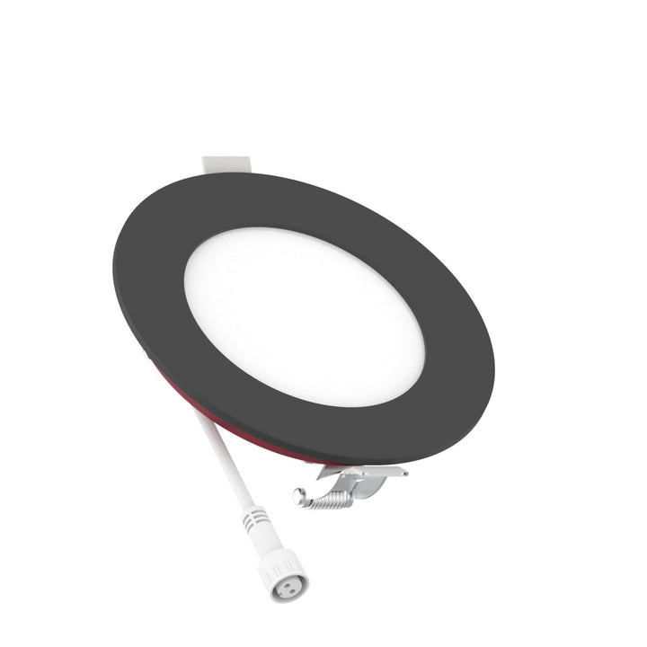 4" Inch Black 2 Hour Fire Rated Recessed Light Slim Canless LED Wafer Lights - Wet Rated - 5CCT 2700K-5000K - 900LM