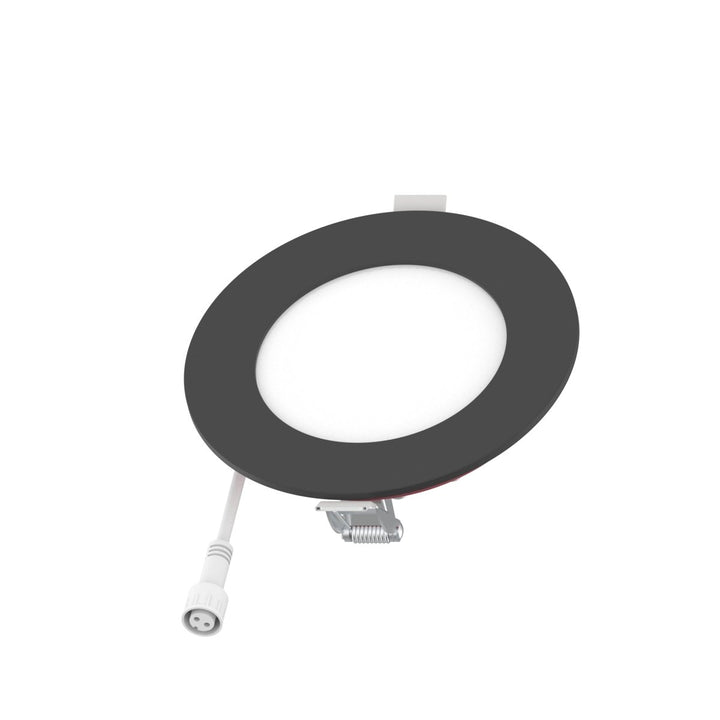 4" Inch Black 2 Hour Fire Rated Recessed Light Slim Canless LED Wafer Lights - Wet Rated - 5CCT 2700K-5000K - 900LM