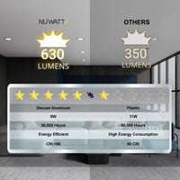 4" Inch Black Canless Recessed Lighting LED Wafer Lights - Wet Rated - 5CCT 2700K-5000K - 630LM