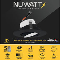 5/6" Inch Adjustable Can Lights Sloped Ceiling Recessed Lighting - Damp Rated - 5CCT 2700K-5000K - 1200LM