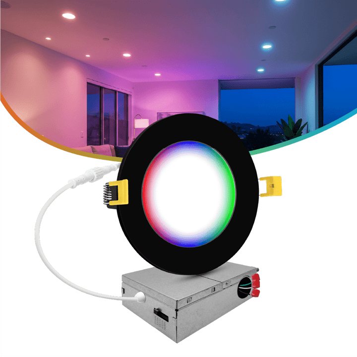 4 inch LED slim color changing recessed kit black trim