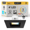 4" Inch Black Square Recessed Lighting Retrofit Can Lights - Wet Rated - 5CCT 2700K-5000K - 750LM