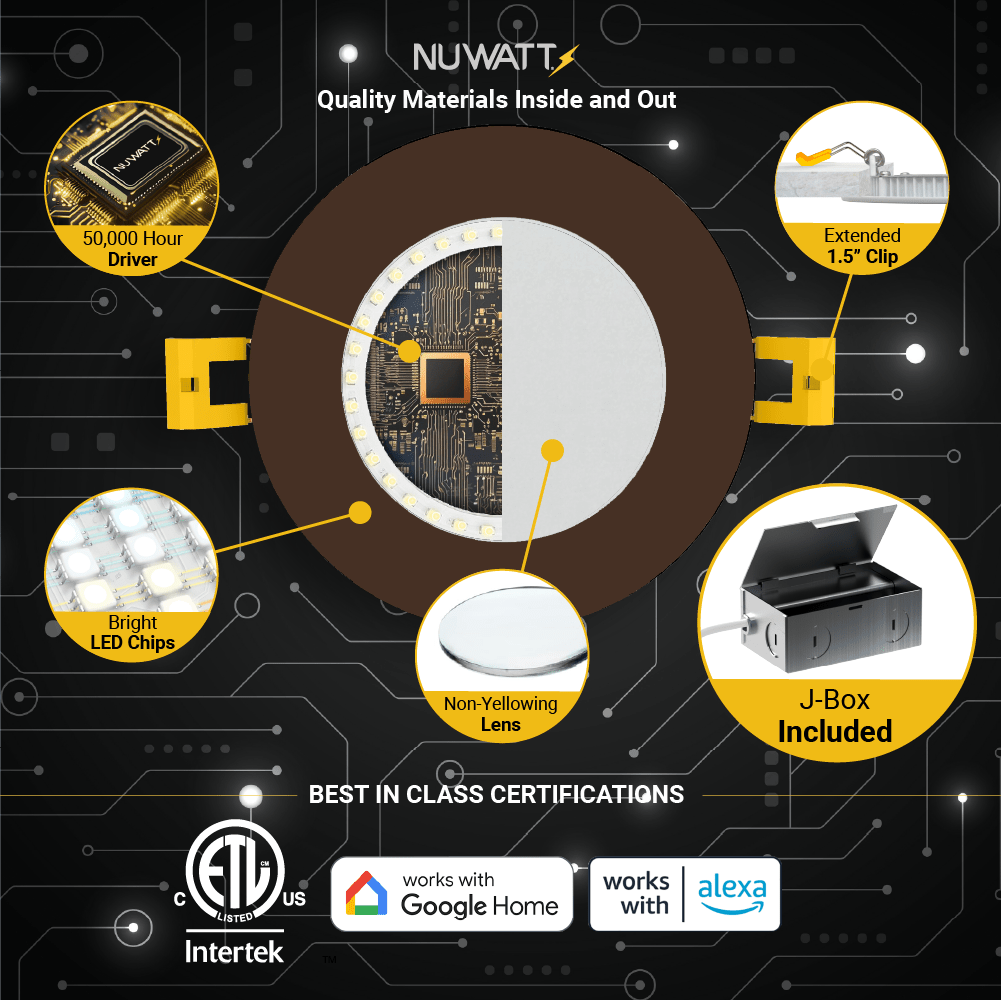 4" Inch Bronze Smart Downlights RGB Color Changing Recessed Lights Canless LED - Wet Rated - 600LM