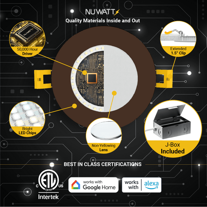 4" Inch Bronze Smart Downlights RGB Color Changing Recessed Lights Canless LED - Wet Rated - 600LM