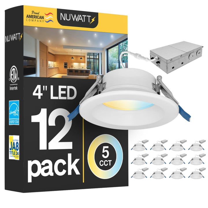 4" Inch Canless Regressed LED Recessed Lighting - Wet Rated - 5CCT 2700K-5000K - 750LM