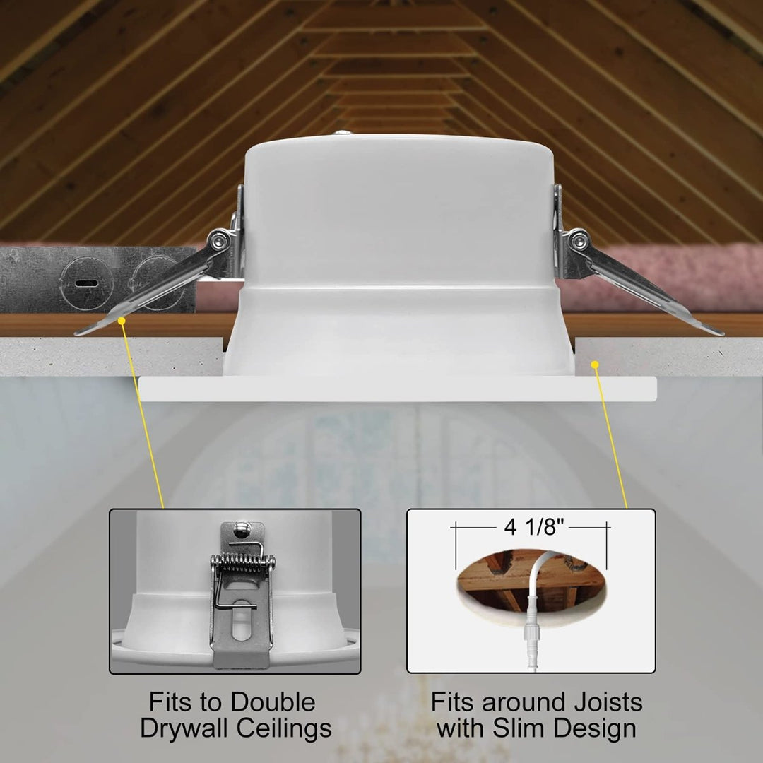 4" Inch Canless Regressed LED Recessed Lighting - Wet Rated - 5CCT 2700K-5000K - 750LM