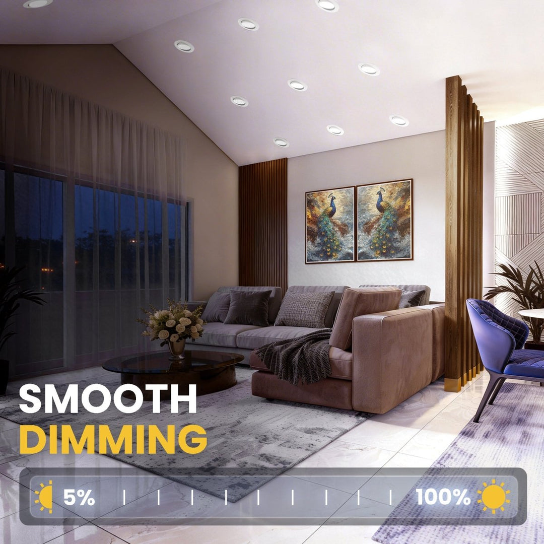 4" Inch Gimbal Recessed Light for Sloped Ceiling Canless LED Lighting - Damp Rated - 5CCT 2700K-5000K - 630LM