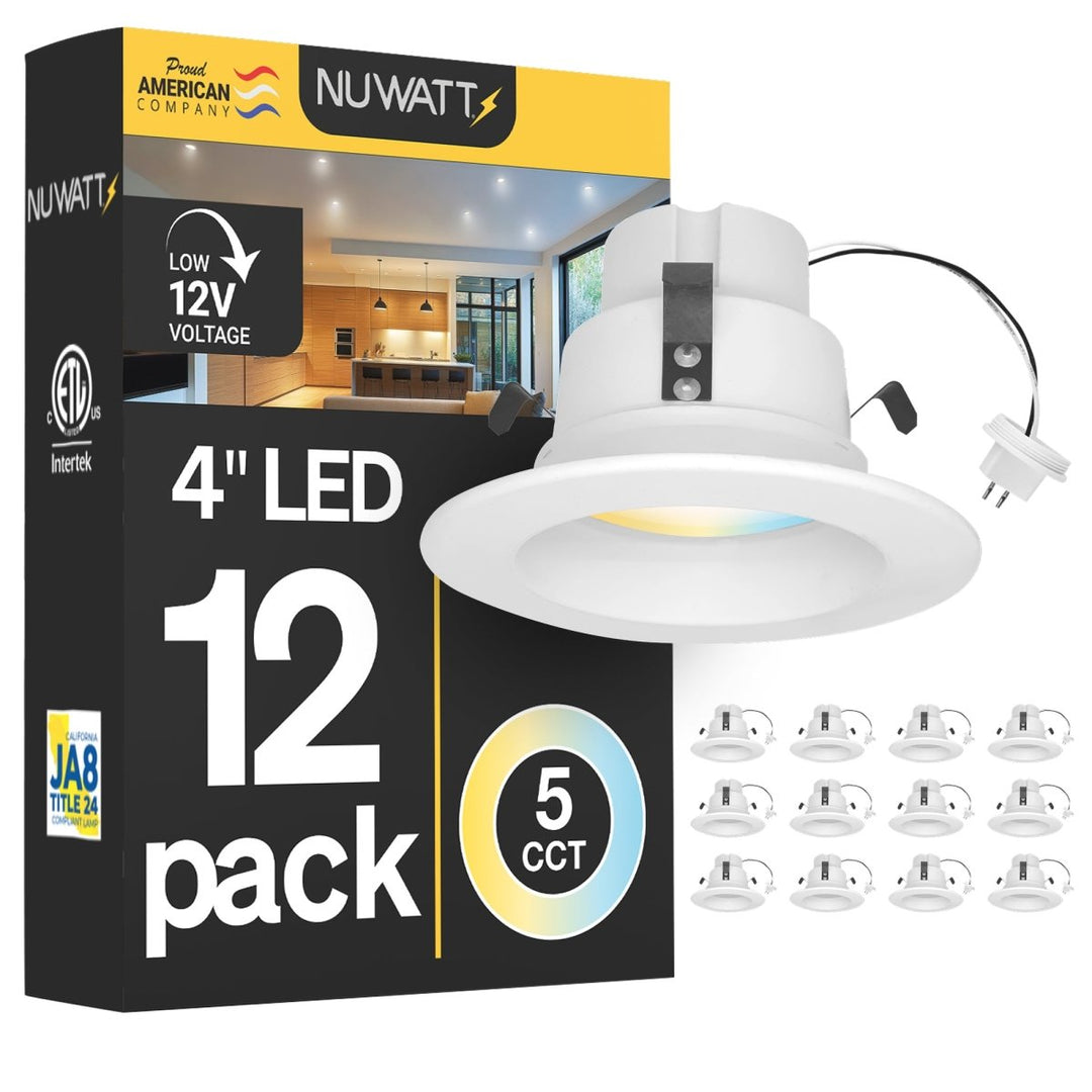 4" Inch MR16 LED Retrofit 12V Recessed Downlights - Wet Rated - 5CCT 2700K-5000K - 600LM - GU5.3 Base