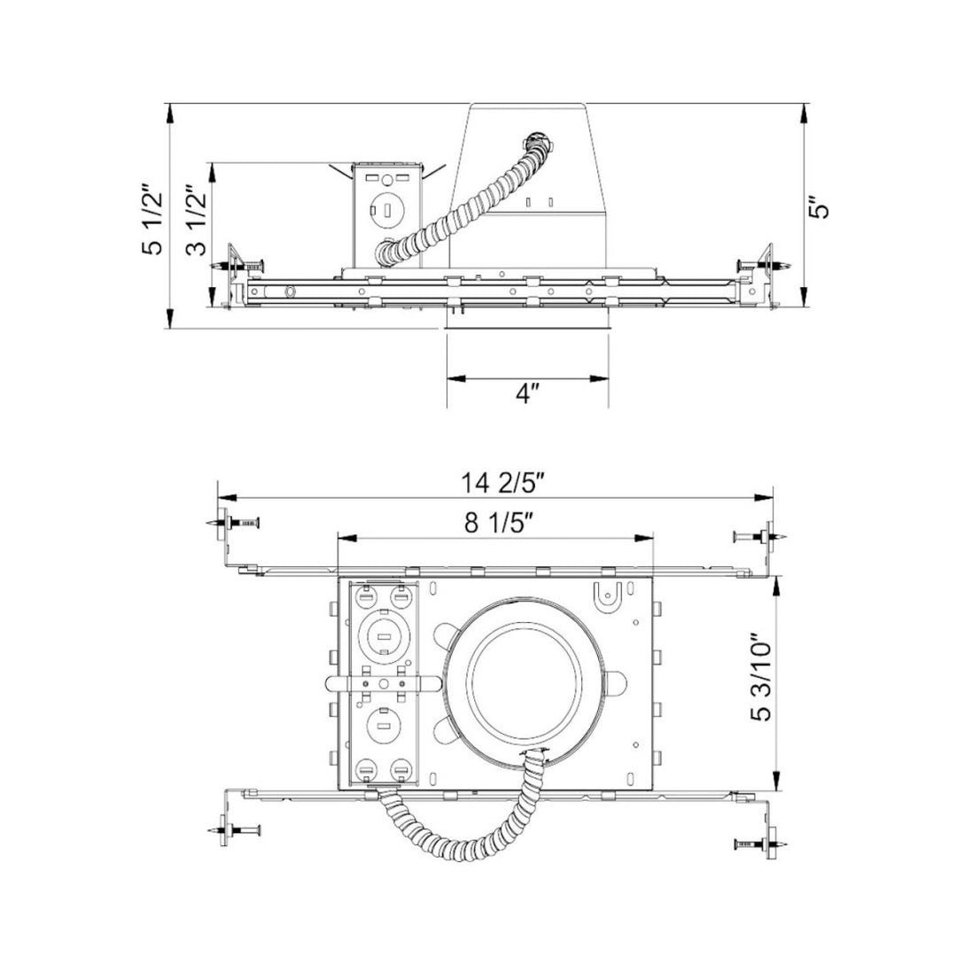 4 Inch Recessed Lighting Can Housing for New Construction – IC Rated Air-Tite with TP24 Connector