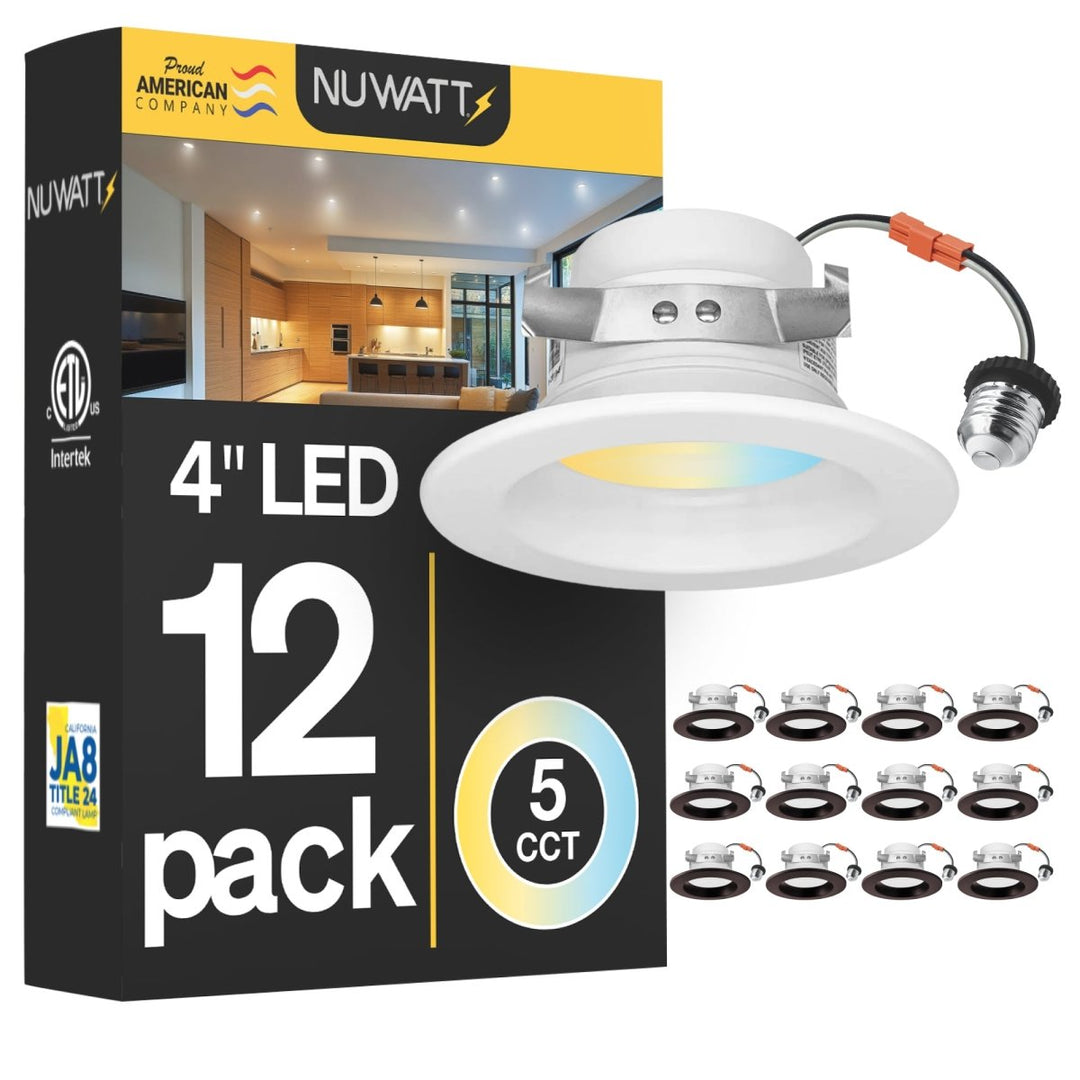 4" Inch Retrofit LED Recessed Can Lights - Wet Rated - 5CCT 2700K-5000K - 680LM