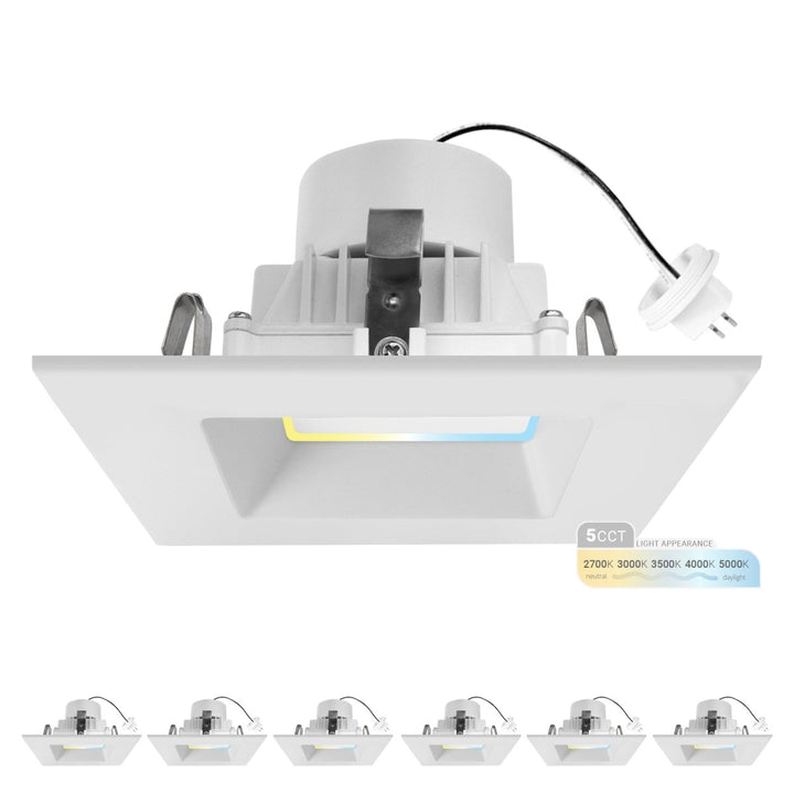 4" Inch Square MR16 LED Retrofit 12v Recessed Downlights - 5CCT 2700K-5000K - 660LM - GU5.3 Base