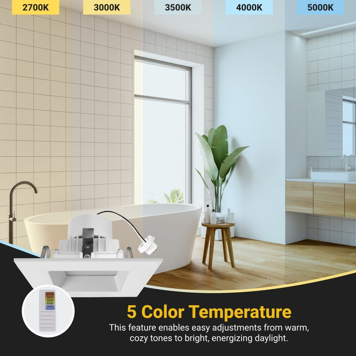 4" Inch Square MR16 LED Retrofit 12v Recessed Downlights - 5CCT 2700K-5000K - 660LM - GU5.3 Base