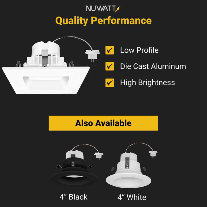 4" Inch Square MR16 LED Retrofit 12v Recessed Downlights - 5CCT 2700K-5000K - 660LM - GU5.3 Base