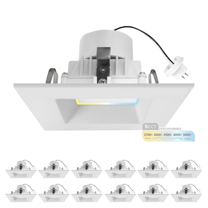 4" Inch Square MR16 LED Retrofit 12v Recessed Downlights - 5CCT 2700K-5000K - 660LM - GU5.3 Base
