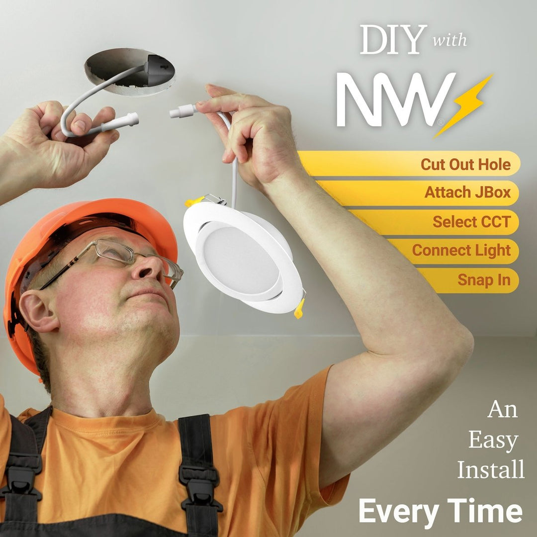 4" White Adjustable Slim Recessed LED Ceiling Light | NuWatt