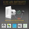 4" Inch Square Recessed Lighting Retrofit Can Lights - Wet Rated - 5CCT 2700K-5000K - 750LM