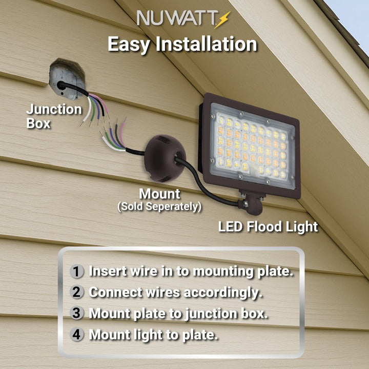 50W Bronze Flood Light LED Outdoor Security Lights - Waterproof - 3CCT 3000K-5000K - 7050LM - Knuckle Mount