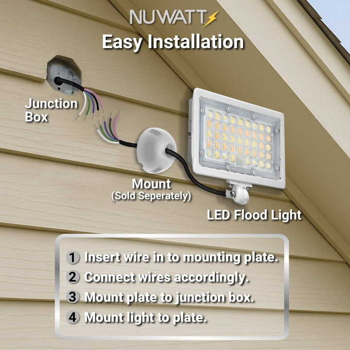50W LED Flood Lights Outdoor Security Lighting - Waterproof - 3CCT 3000K-5000K - 7050LM - Knuckle Mount