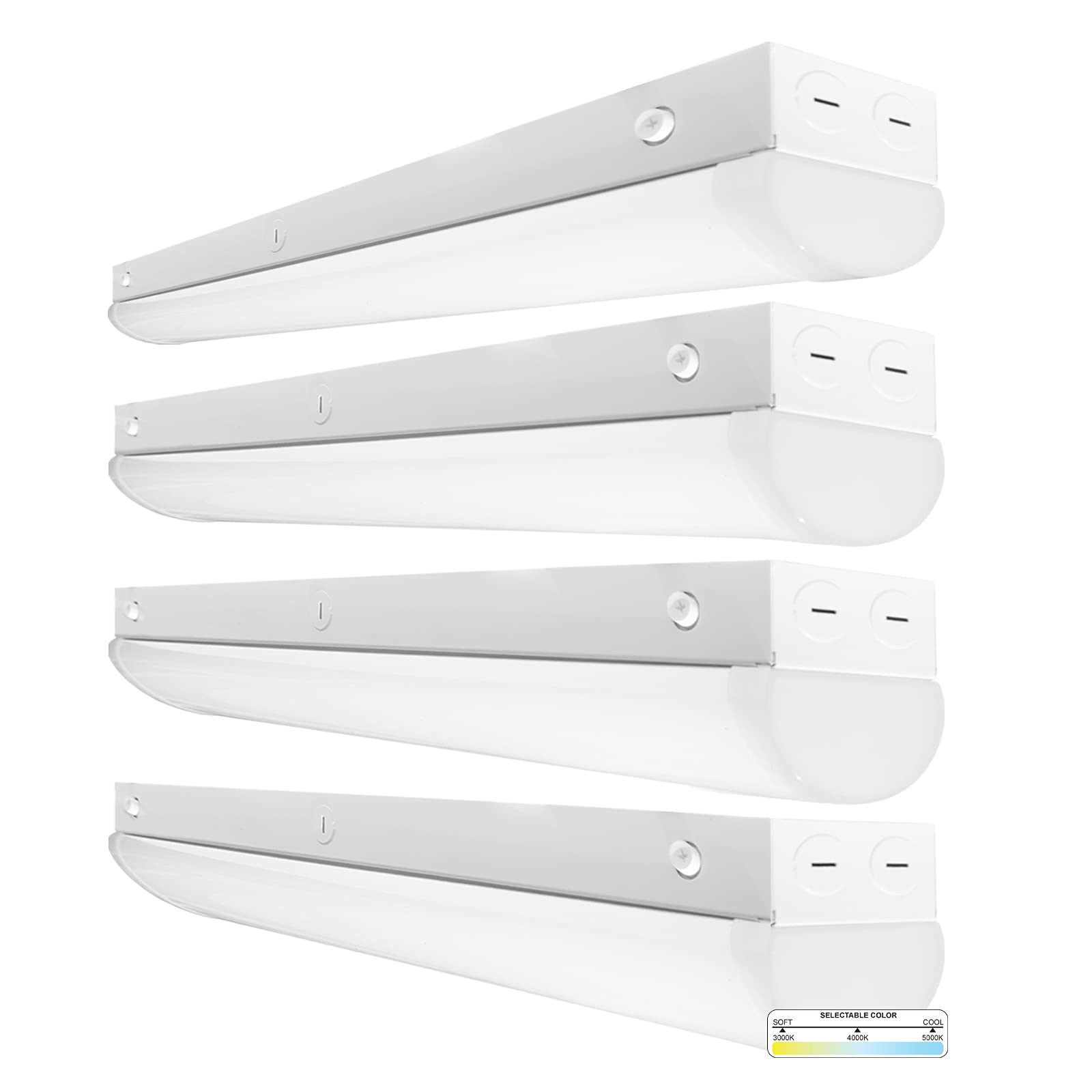 2 Foot Shop Light Linear LED Wraparound Lighting with Bi Level Motion Sensor 4CCT 3000K 5000K 2600LM