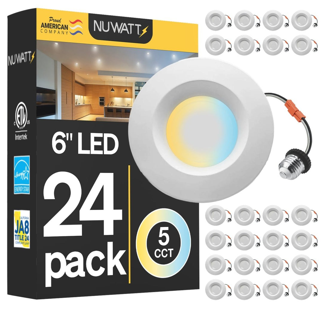 5/6" Inch Retrofit LED Recessed Can Lights - Wet Rated - 5CCT 2700K-5000K - 1300LM