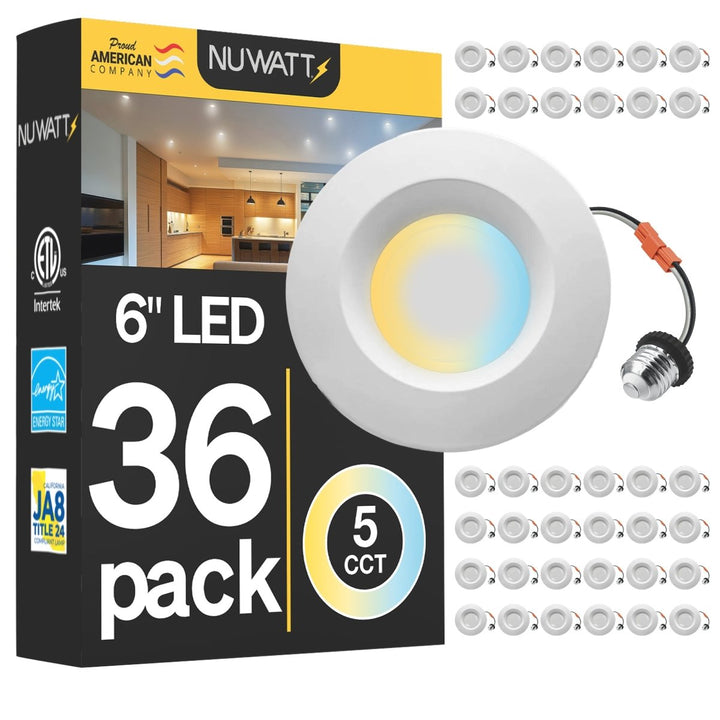 5/6" Inch Retrofit LED Recessed Can Lights - Wet Rated - 5CCT 2700K-5000K - 1300LM