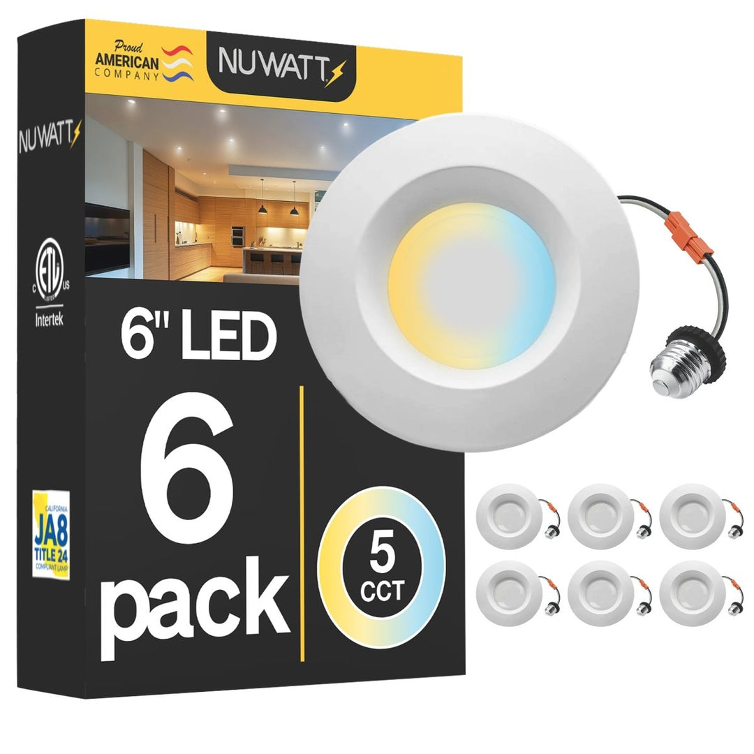 5/6" Inch Retrofit LED Recessed Can Lights - Wet Rated - 5CCT 2700K-5000K - 1300LM