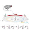 6" Inch 2 Hour Fire Rated Recessed Light Slim Canless LED Wafer Lights - Wet Rated - 5CCT 2700K-5000K - 1200LM