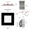 6" Inch Black Square 2 Hour Fire Rated Recessed Light Slim Canless LED Wafer Lights - Emergency Battery Back Up Installed - Wet Rated - 5CCT 2700K-5000K - 1200LM