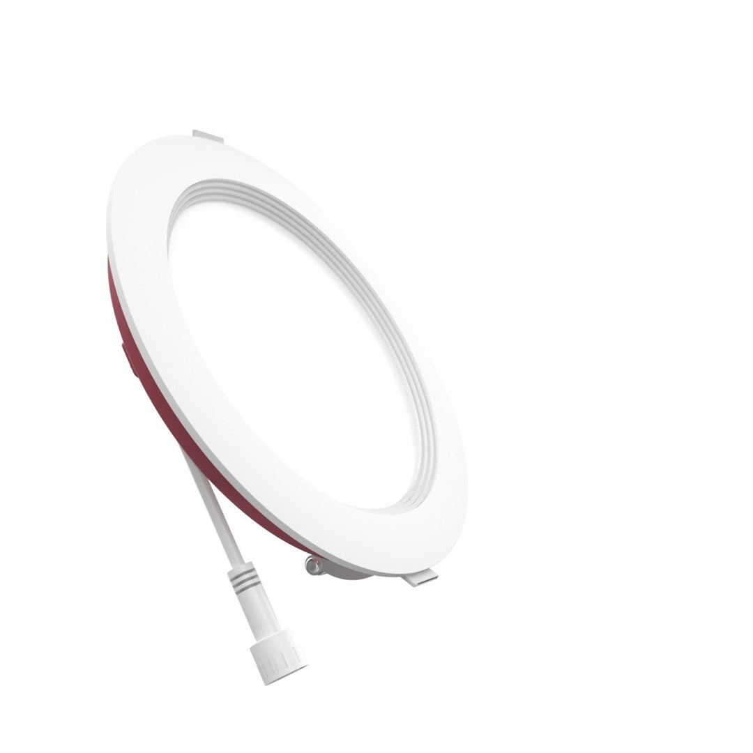 6" Inch Baffle Trim 2 Hour Fire Rated Recessed Light Slim Canless LED Wafer Lights - Wet Rated - 5CCT 2700K-5000K - 1200LM