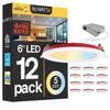 6" Inch Baffle Trim 2 Hour Fire Rated Recessed Light Slim Canless LED Wafer Lights - Wet Rated - 5CCT 2700K-5000K - 1200LM