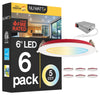 6" Inch Baffle Trim 2 Hour Fire Rated Recessed Light Slim Canless LED Wafer Lights - Wet Rated - 5CCT 2700K-5000K - 1200LM