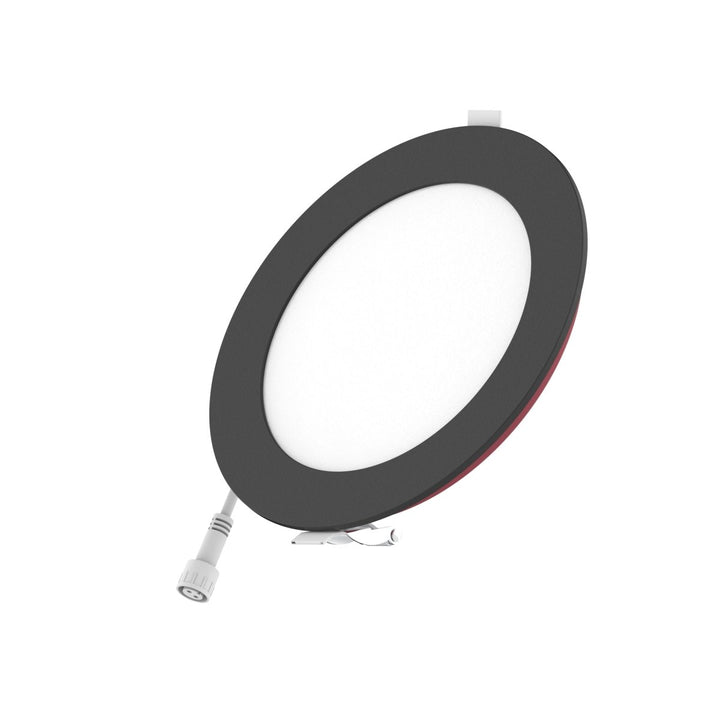 6" Inch Black 2 Hour Fire Rated Recessed Light Slim Canless LED Wafer Lights - Wet Rated - 5CCT 2700K-5000K - 1200LM