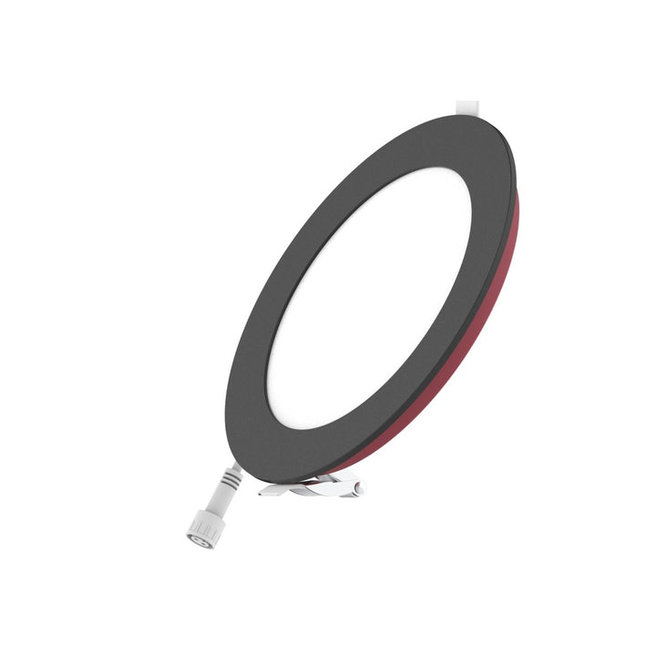 6" Inch Black 2 Hour Fire Rated Recessed Light Slim Canless LED Wafer Lights - Wet Rated - 5CCT 2700K-5000K - 1200LM