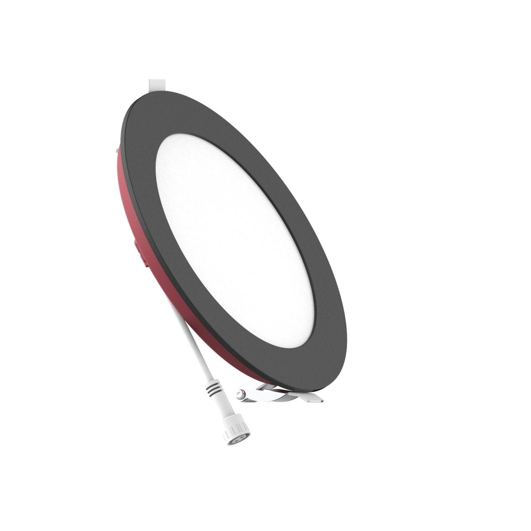 6" Inch Black 2 Hour Fire Rated Recessed Light Slim Canless LED Wafer Lights - Wet Rated - 5CCT 2700K-5000K - 1200LM