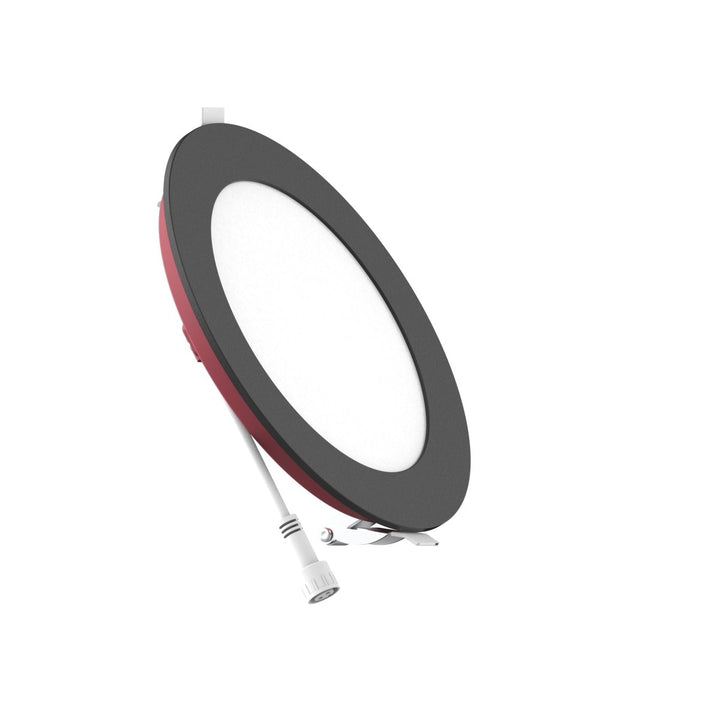 6" Inch Black 2 Hour Fire Rated Recessed Light Slim Canless LED Wafer Lights - Wet Rated - 5CCT 2700K-5000K - 1200LM